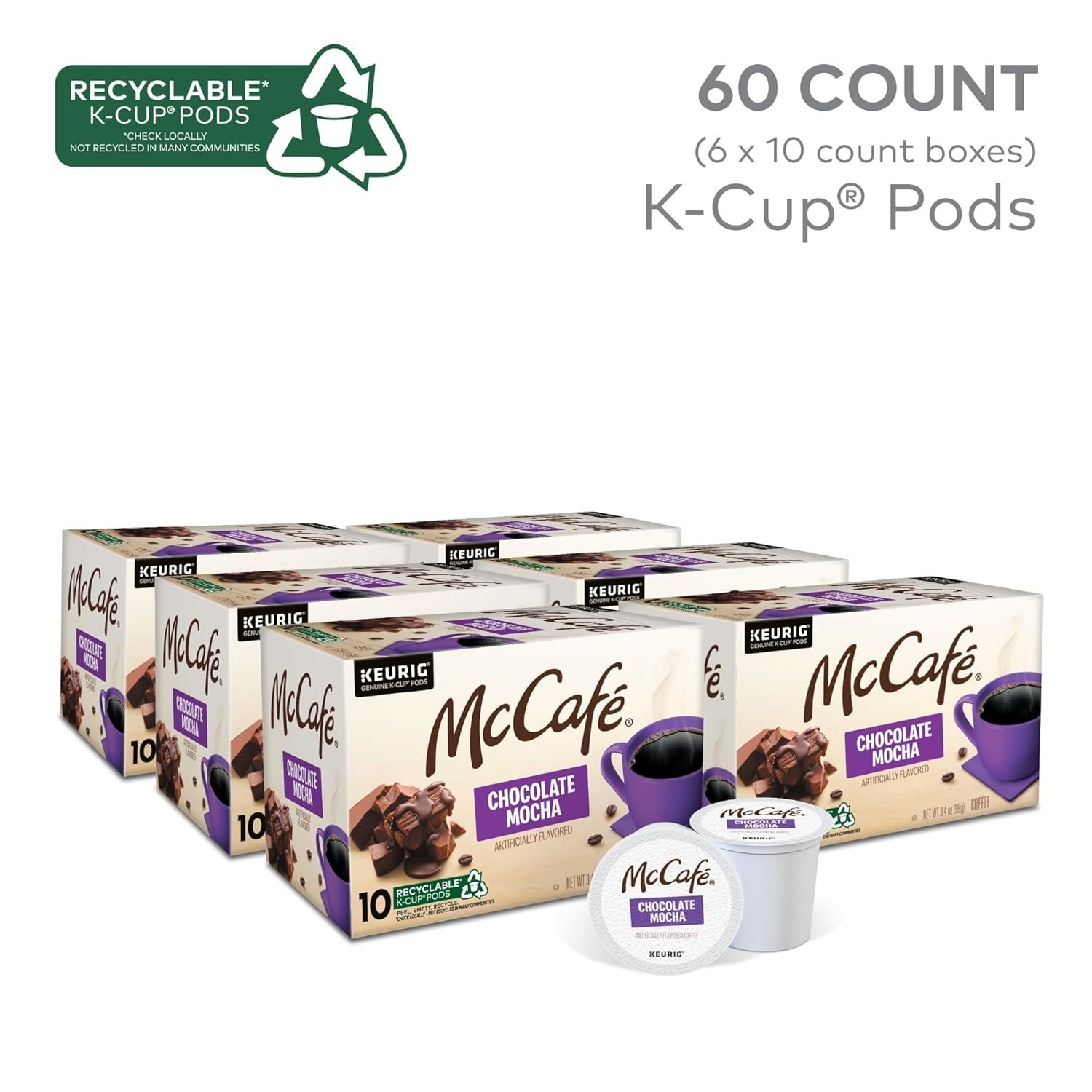 McCafe Chocolate Mocha Coffee Keurig K-Cup Pods - 60 Count - BB2025