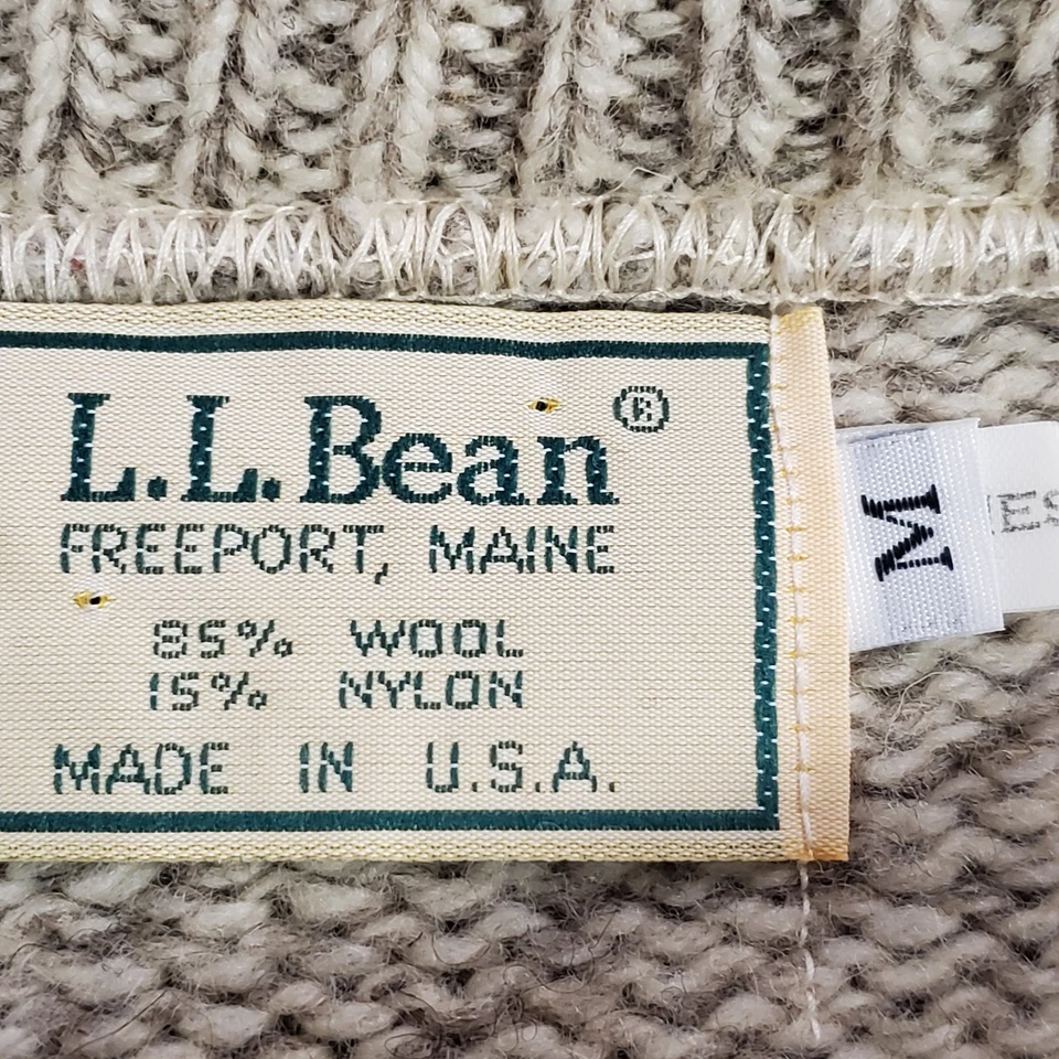 Suéter Pulôver de Lã Vintage LL Bean Feminino Gola Redonda Tamanho M Bege Inverno Aconchegante - Imagem 4 de 4