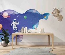 3D Paper Cutout Space Astronaut Planet Wall Murals Wallpaper Murals Wall Sticker
