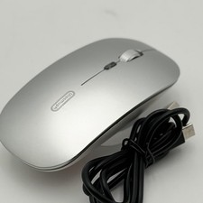 Uiosmuph Wireless Mouse Rechargeable LED Slim g12 and receiver Silver