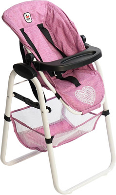 Bayer Chic 2000  Puppenhochstuhl   Jeans Pink   Verstellbar & Klappbar   Rückent