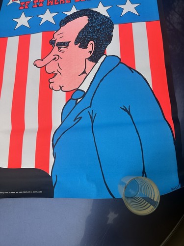 Vintage 1972 Richard Nixon Blacklight Poster “Dickless Country” Political Satire - Picture 4 of 14