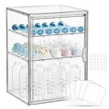 Baby Bottle Organizer   X-Large Adhesive Wall-Mount 3 Tier Adjustable Acrylic...