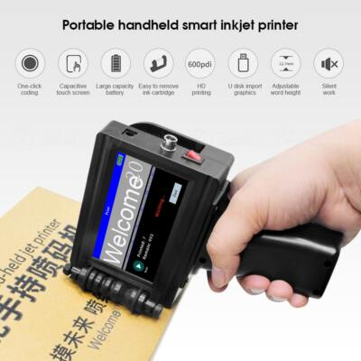 42ML Handheld jet Inkjet Printer Date Word QR Code Barcode Logo Machine Upgraded