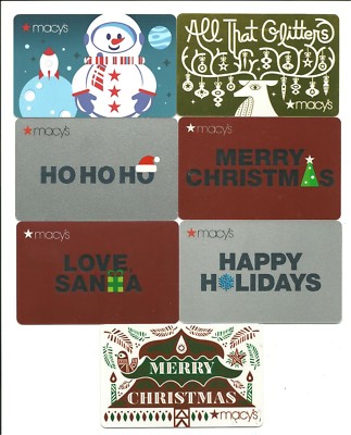 Lot of (7) Macy's Winter Holiday Gift Cards No $ Value Collectible Christmas | eBay