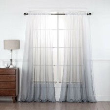EHP 2 Piece Ombre Sheer Curtains Rod Pocket Voile, Sheer Window Treatments