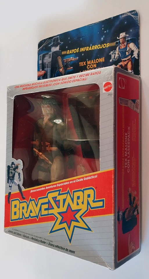 BRAVESTARR: TEX HEX MALONE & LASERPACK LASER-FIRE, MATTEL 1988, MADE IN SPAIN - Immagine 3 di 4