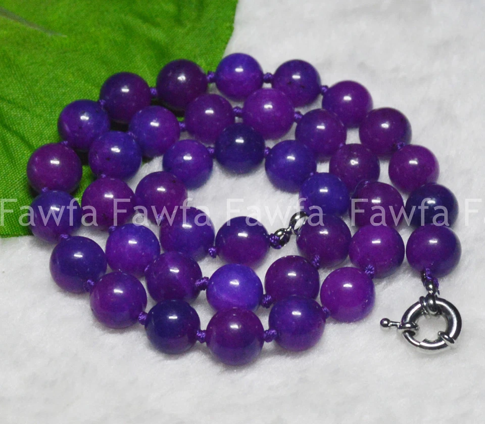 Collar de cuentas de piedras preciosas redondas Sugilita púrpura natural 8/10/12 mm África 16-48" AA Foto 3 de 4