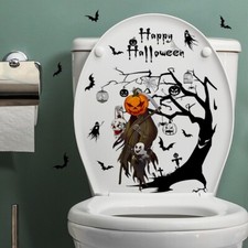Halloween Evil Pumpkin Home Toilet Door Window Skull Bat Ghost Sticker Vinyl