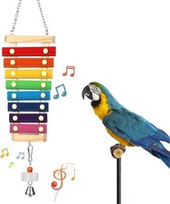 Large Parrot Toys Large Bird Suspensible Xylophone Toy, Multicolored Natural Woo
