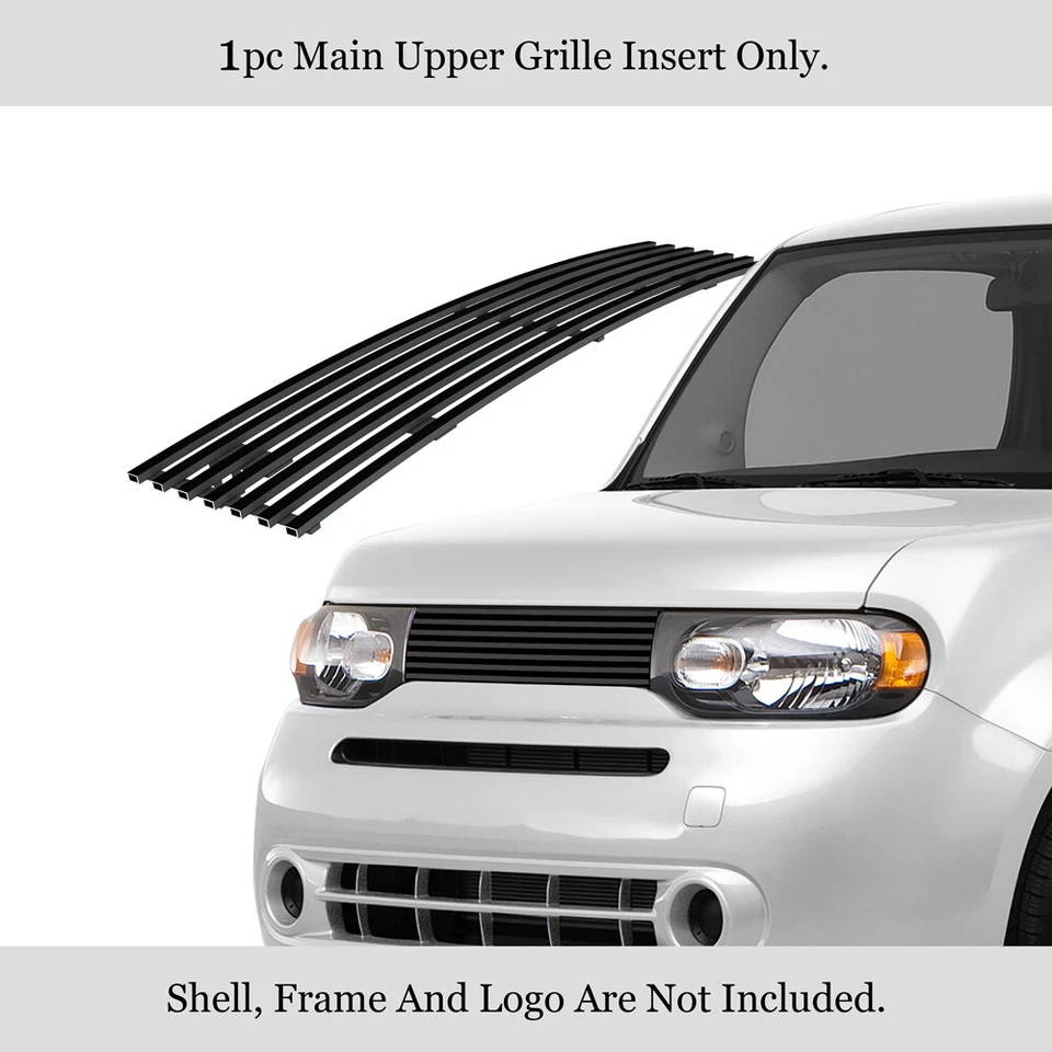 Para Nissan Cube 2009-2014 Inserto de parrilla de billet negro superior de acero inoxidable Foto 2 de 4