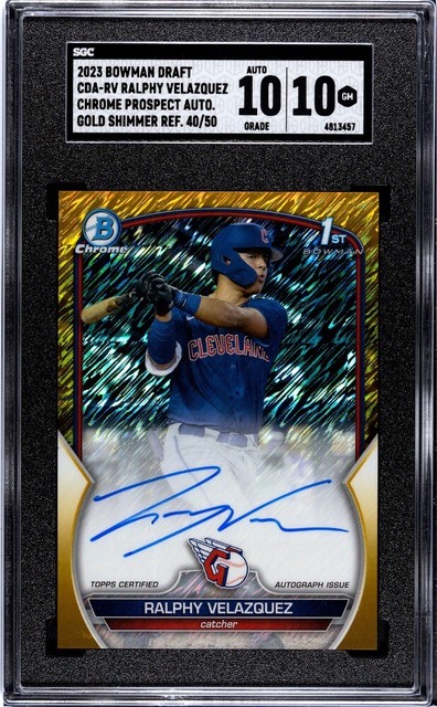 2023 Bowman Chrome Draft Ralphy Velazquez Gold Shimmer Auto 40/50 SGC 10/10