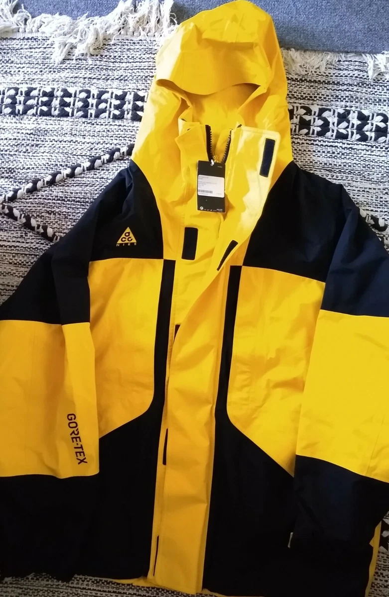 Nike ACG Gore-Tex Jacket Amarillo Yellow Black BQ3445 728 Mens Size Large RARE