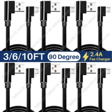 6Pack L Shape 90° Elbow Micro USB Android Fast Charger Cable For Samsung Huawei