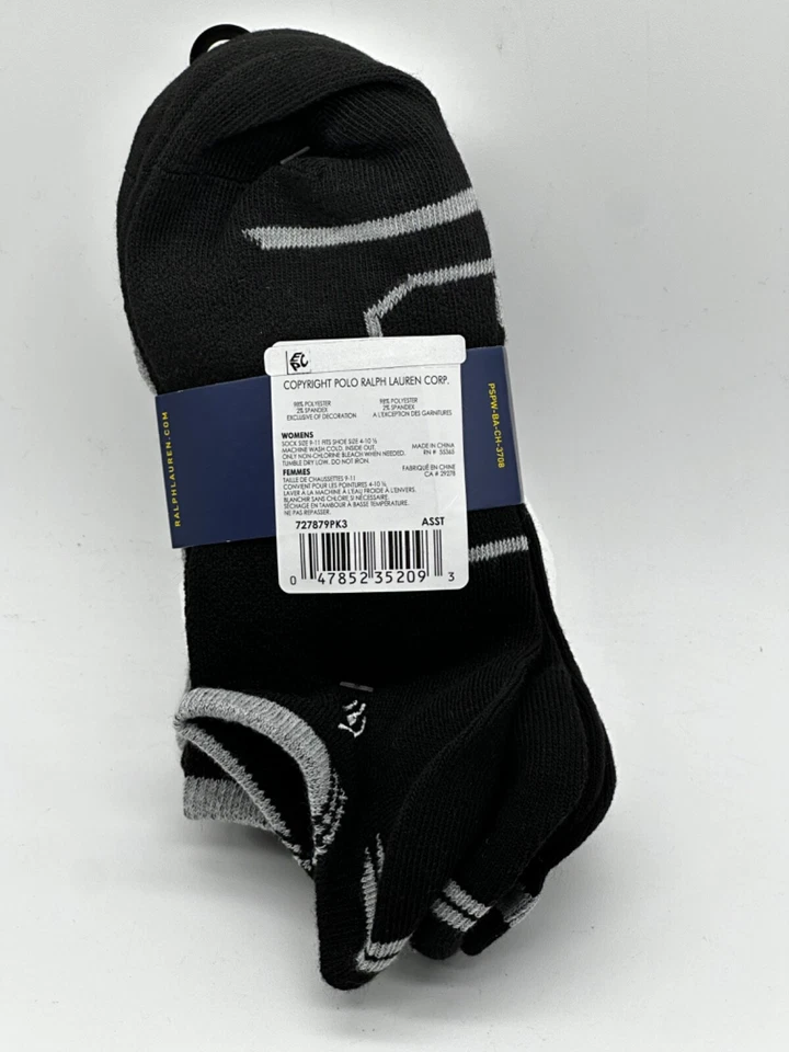 NUEVO PAQUETE DE 6 PARES CALCETINES POLO RALPH LAUREN MUJER NO SHOW SURTIDOS TALLA 9-11 Foto 4 de 4