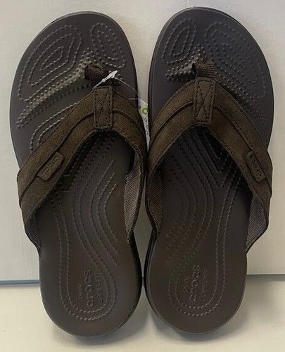 NEW MENS CROCS SANTA CRUZ LEATHER FLIP 