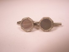 SINGLES 2 5/16" Gray Round Mother of Pearl Vintage Formal Shirt Stud c289