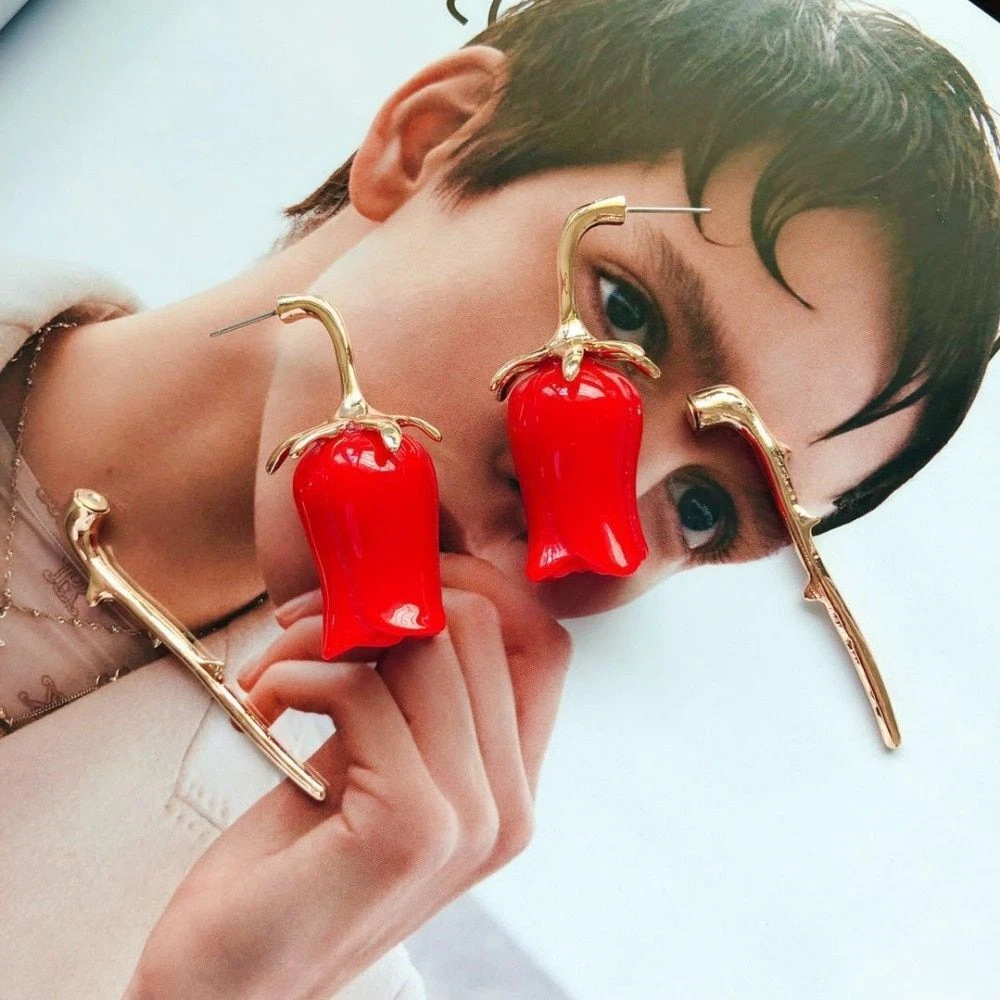 Big Rose Flower Ear Stud Crystal Earring Push Back Earrings Women Jewelry 1 Pair eBay