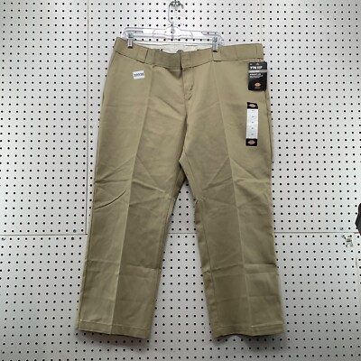 NEW Dickies Chino Pants Women 18P Fits 42x28 Tan Workwear Low Rise