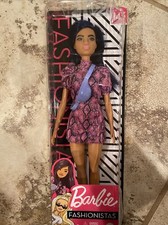 Barbie Fashionistas Doll with Blue Hair Wearing Pink & Black Dress, #143