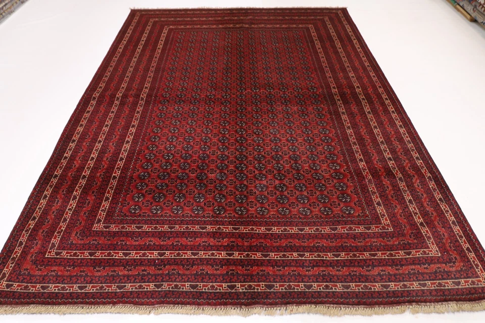 7 x 10 ft Bokhara Red Area Rug Afghan Hand Knotted Bedroom Rug living Room Rug - Image 2 of 4