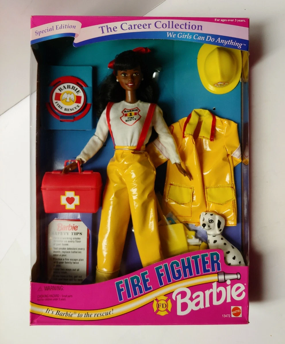 1994 African American Fire Fighter Barbie Doll Mattel Career Girl Exitement !!!