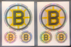 (6)x Boston Bruins Vintage NHL Hockey Team Logo Hologram Card Stickers