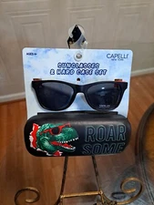 CAPELLI Black Sunglasses With SharkMouth Case Shark 100% UV Sun Protection NEW