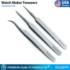 Tool Kit of 3 Tweezers for Watch Maker and Jewelry Repairs Pickup Grasping Tools