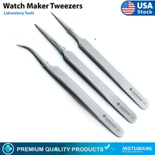 Tool Kit of 3 Tweezers for Watch Maker and Jewelry Repairs Pickup Grasping Tools