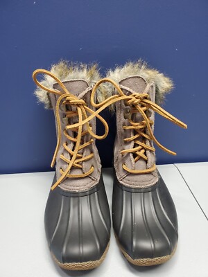 Sperry Top Sider Duck Boots Womens 5 Gray Black Suede Faux  display picture 2