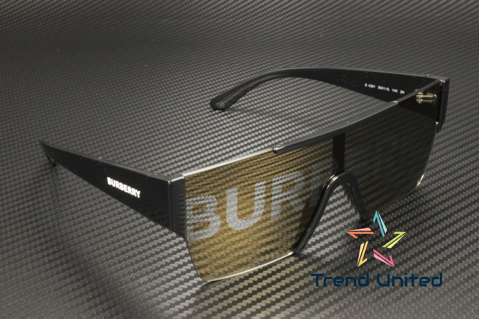 BURBERRY BE4291 3001 G Black Grey Tamp Bur Silver Gold 38 mm Men's