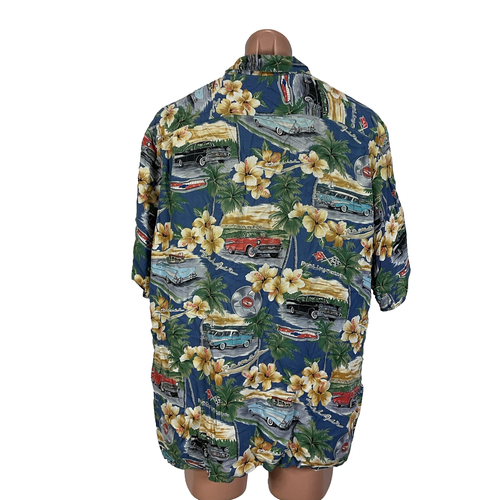 Camisa De Colección Reyn Spooner Abotonada Estampado Grande Hawaiano Coche Belair Chevy 2XL - Imagen 2 de 7