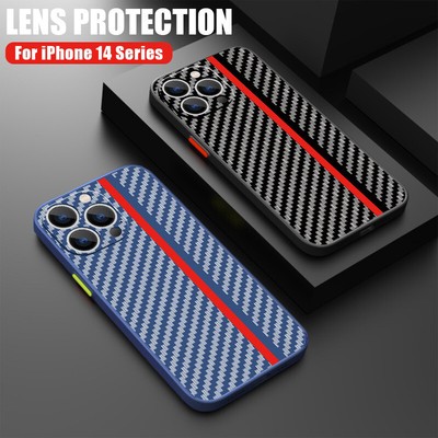Hülle für iPhone 16 15 14 13 Pro Max 11 12 8 Kohlefaser Handy Schutz Case Bumper