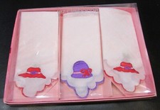New Box 3 Vintage 1990's Liz Claiborne Embroidered Handkerchiefs Women's Hats
