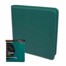 BCW Teal Gaming Card Z-Folio Zippered LX Leatherette Album with 12 Pocket Pages