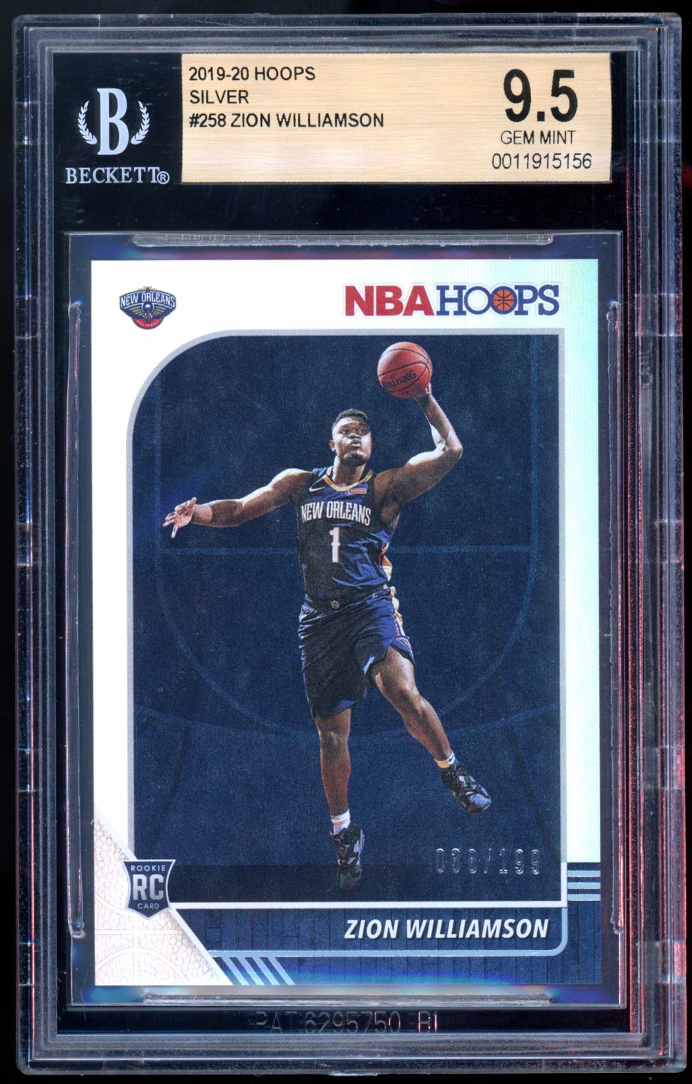 Zion Williamson 2019-20 Panini NBA Hoops Silver /199 RC #258 BGS 9.5 Gem Mint