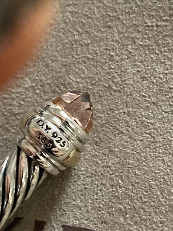 Brazalete David Yurman Plata Esterlina MORGANITA y Oro Cable GRANDE Foto 4 de 4
