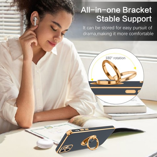 For iPhone 11 6.1" Case Shockproof Protective Rugged Cover & Golden Ring Holder - Bild 126 von 136
