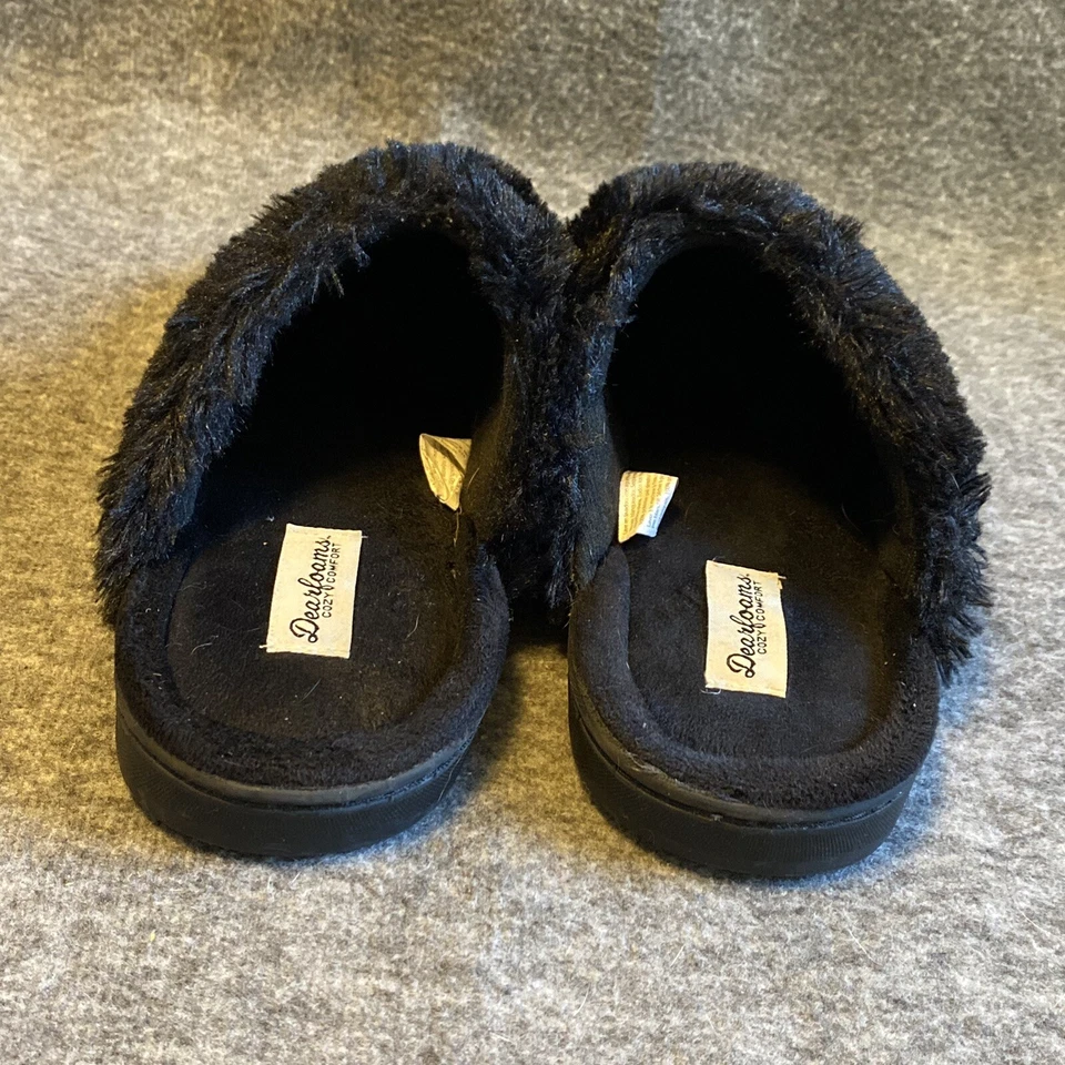 DearFoams Black Faux Fur Slippers Women’s Size 7/8 - Image 4 of 4