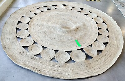 IVORY 8' X 8' Round Broken Thread Rug, Reduced Price 1172747605 NF364B-8R
