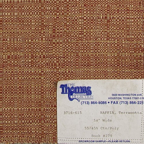 (4) 17'' Memo Sample Squares| Raffia/Terracotta| Basketweave| Cotton/Poly Fabric - Picture 3 of 3