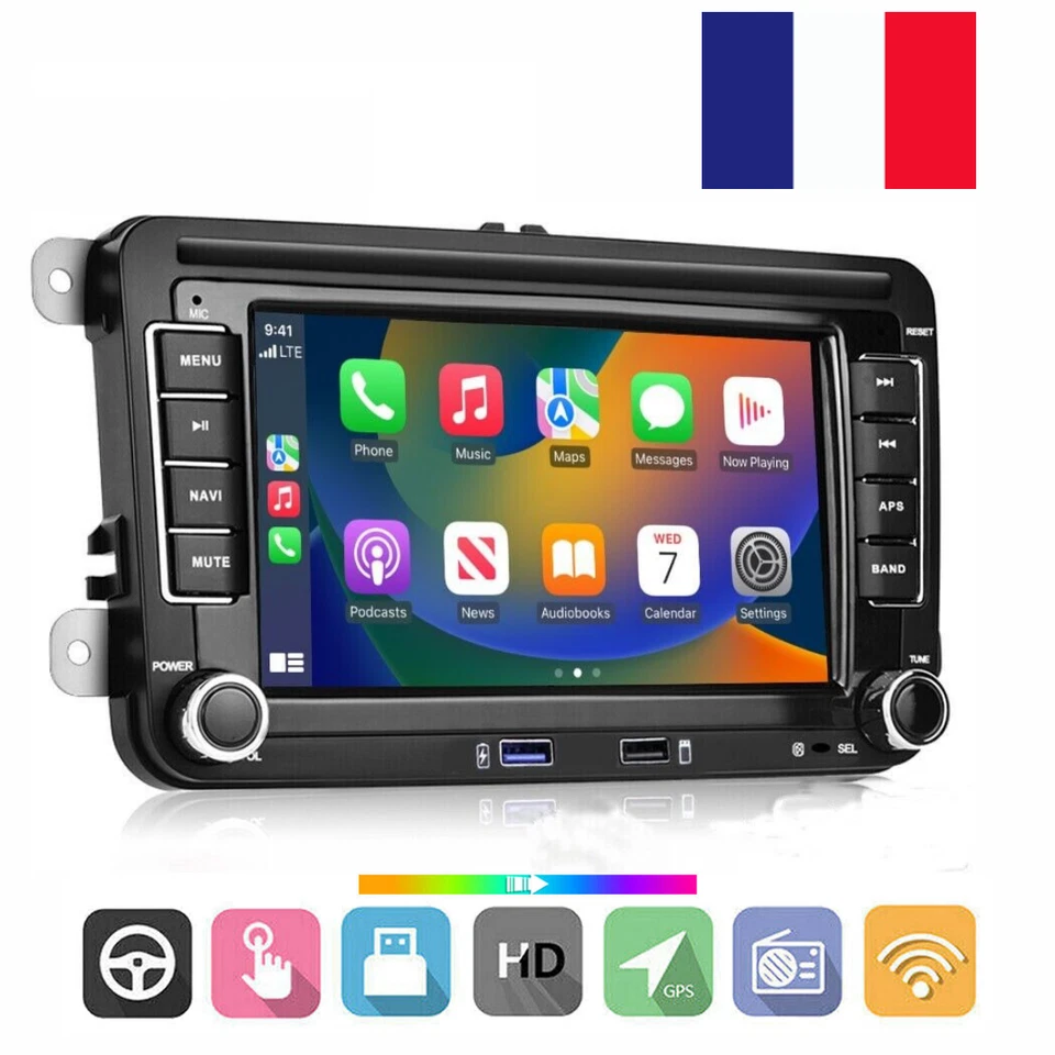 7" AUTORADIO RDS Android 13 GPS USB Carplay For VW GOLF 5 6 Polo Touran Caddy T5 - Photo 1/4