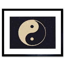 Painting Drawing Taoist Philosophy Yin Yang Black White Framed Wall Art Print