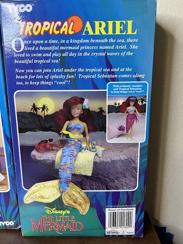 New Box 1990s Tropical Ariel Movie Eric Arista Tyco Dolls Disney Little Mermaid - Picture 11 of 16