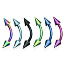 6pcs Titanium Spiked Eyebrow Rings Wholesale Spike Curved Barbells Body Jewlery