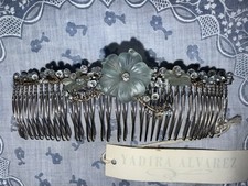 Sterling Silver Yadira Alvarez Lt Azure Flower Crystal Hair Comb Limited Edition