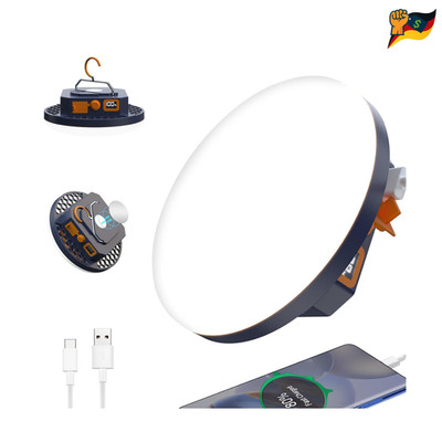 Campinglampe LED 2000 Lumen USB Powerbank 9900mAh 30W Größe tragbar, dimmbar