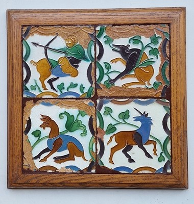4 Original Azulejos Ramos Rejano Keramik Wandbild Alcázar de Sevilla TE1562