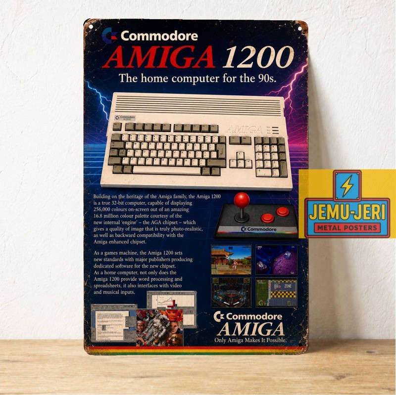 Commodore Amiga 1200 Retro Home Computer Vintage Metal Poster Tin Sign 20x30cm